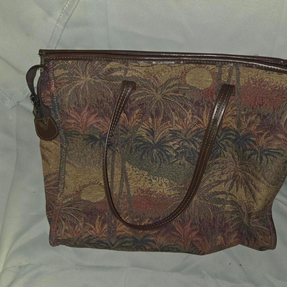 Vtg Tapestry Tote Bag Tapestry boho tropical travel bag daily use business bag